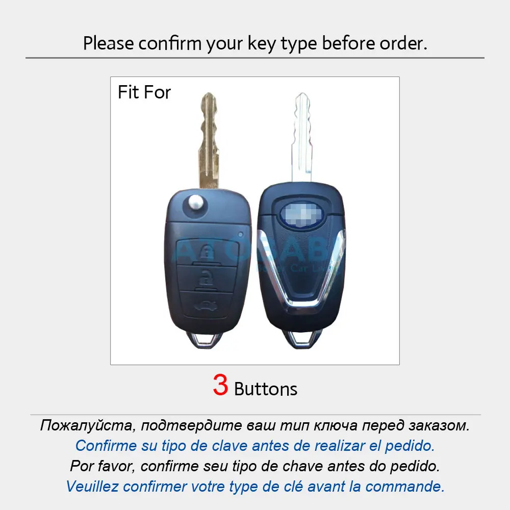 ATOBABI Leather Car Key Cases Keychain For FAW Besturn X80 2018 2019 2020 3 Buttons Folding Remote Control Fobs Protector Cover