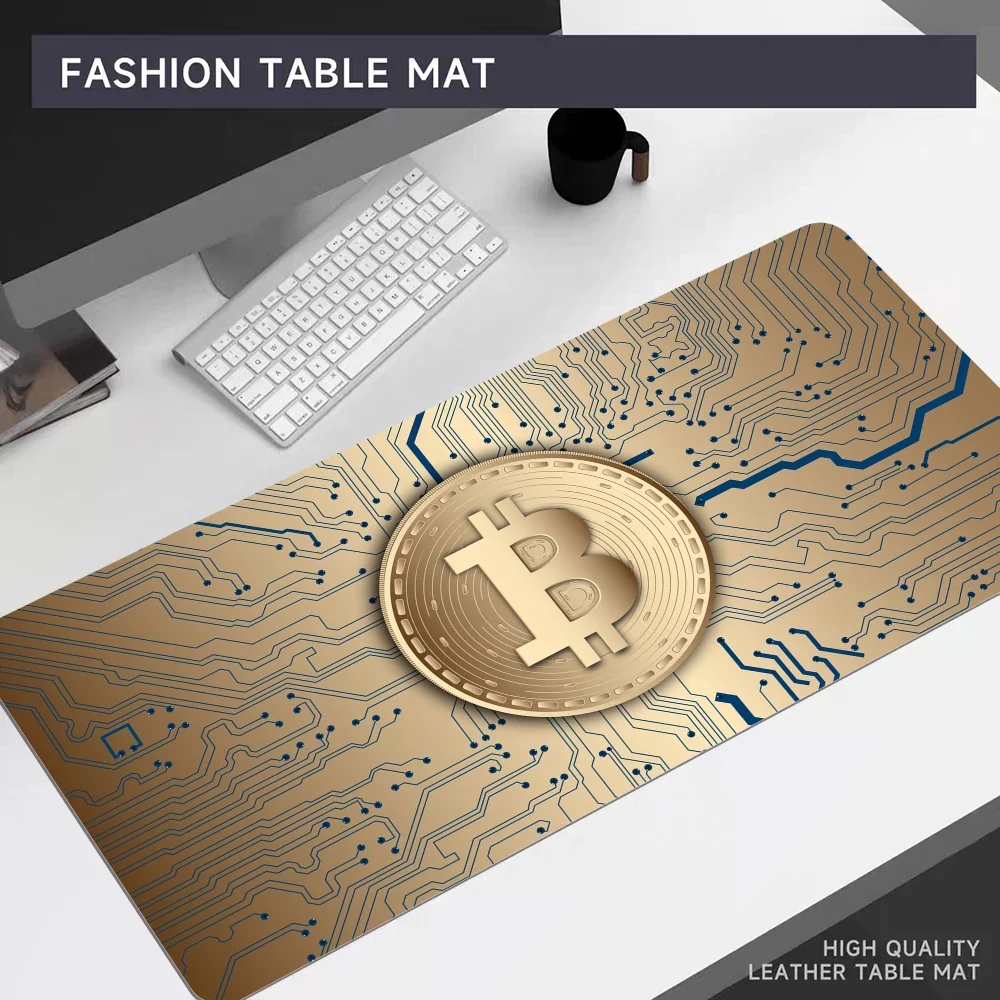 Alfombrilla de ratón Bitcoin de 80x30cm XL, tapete de escritorio para ordenador de oficina, teclado de mesa, alfombrilla de ratón grande para ordenador portátil, cojín para dormitorio