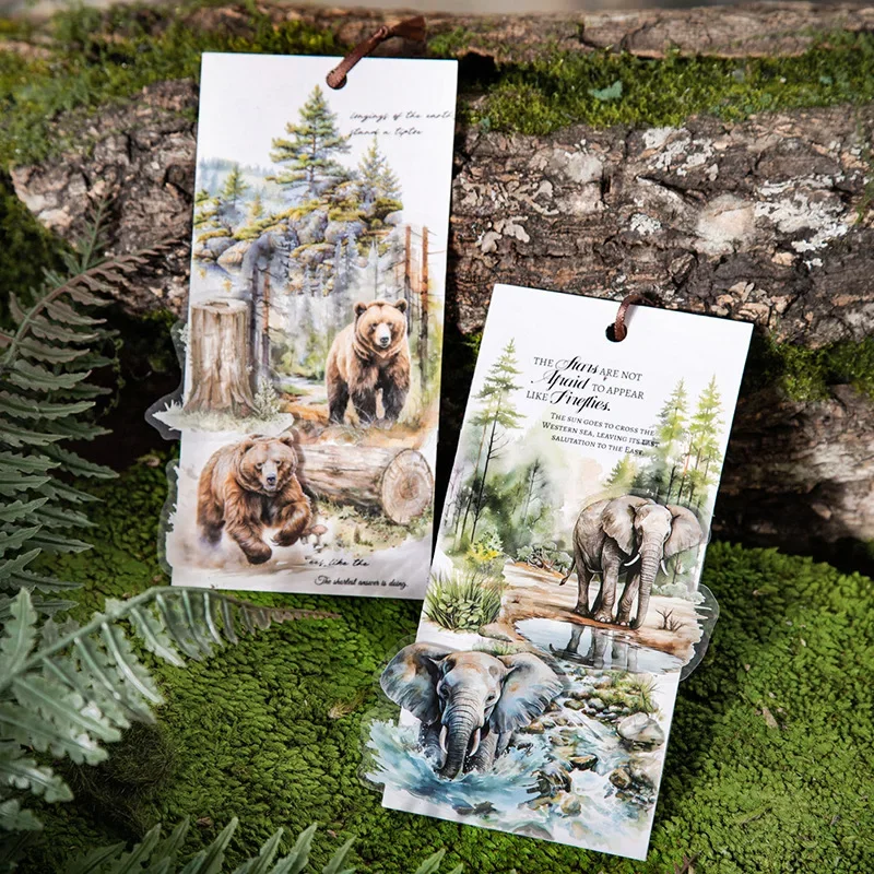 15 шт., набор наклеек с тенями и зверами, ленивый бурый медведь, загадочный волк, принадлежности, наклейки в джунглях для журналов темной академии 15 шт., набор наклеек с тенями и зверами, ленивый бурый медведь, загадочный волк, принадлежности, наклейки в джунглях для журналов темной академии