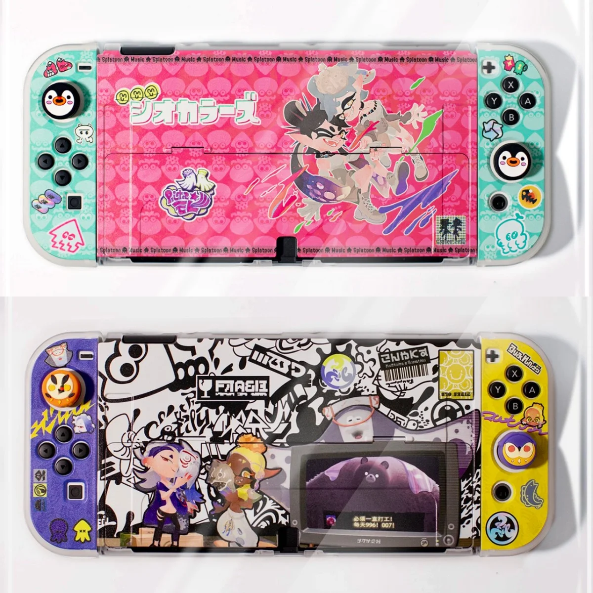 Genkienkii X Twinkfun Switch Oled Protective Case Split Matte Hard Shell Anti Scratch For Splatoon Gaming Players