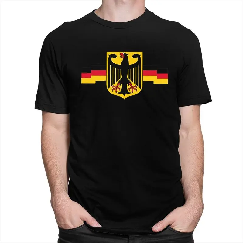 Custom German Eagle On Shield T Shirts for Men Pure Cotton Tee Tops Germany Flag Tshirt Casual T-shirt Clothing