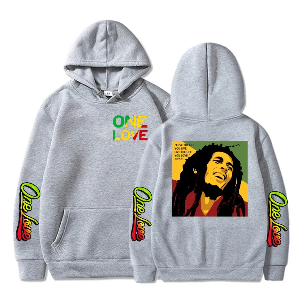2025 new model of the alliance Bob Marley rap singer hooded sweatshirt featuring fashionable prints loose and simple design