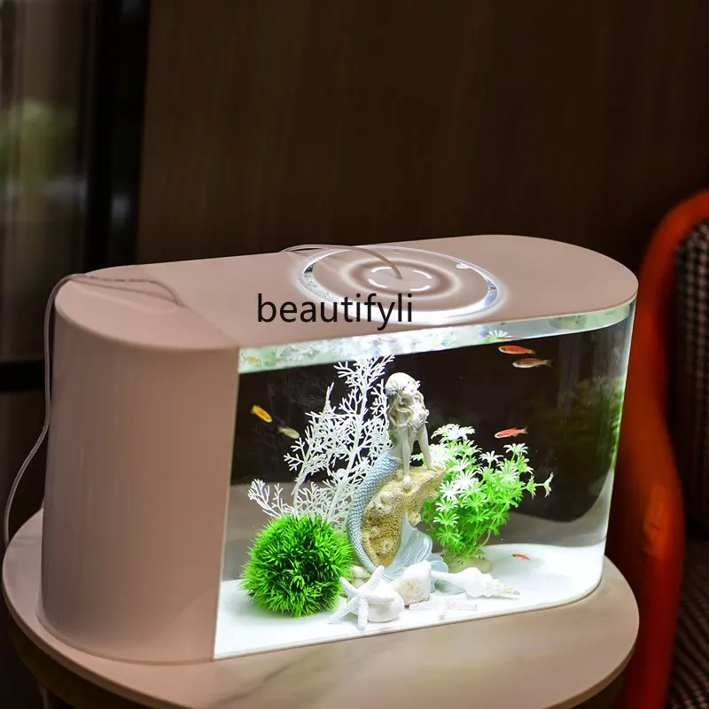 Self-Circulating Side Filter Fish Tank Living Room Small Desktop Ecological Change Water Fish Globe Lazy