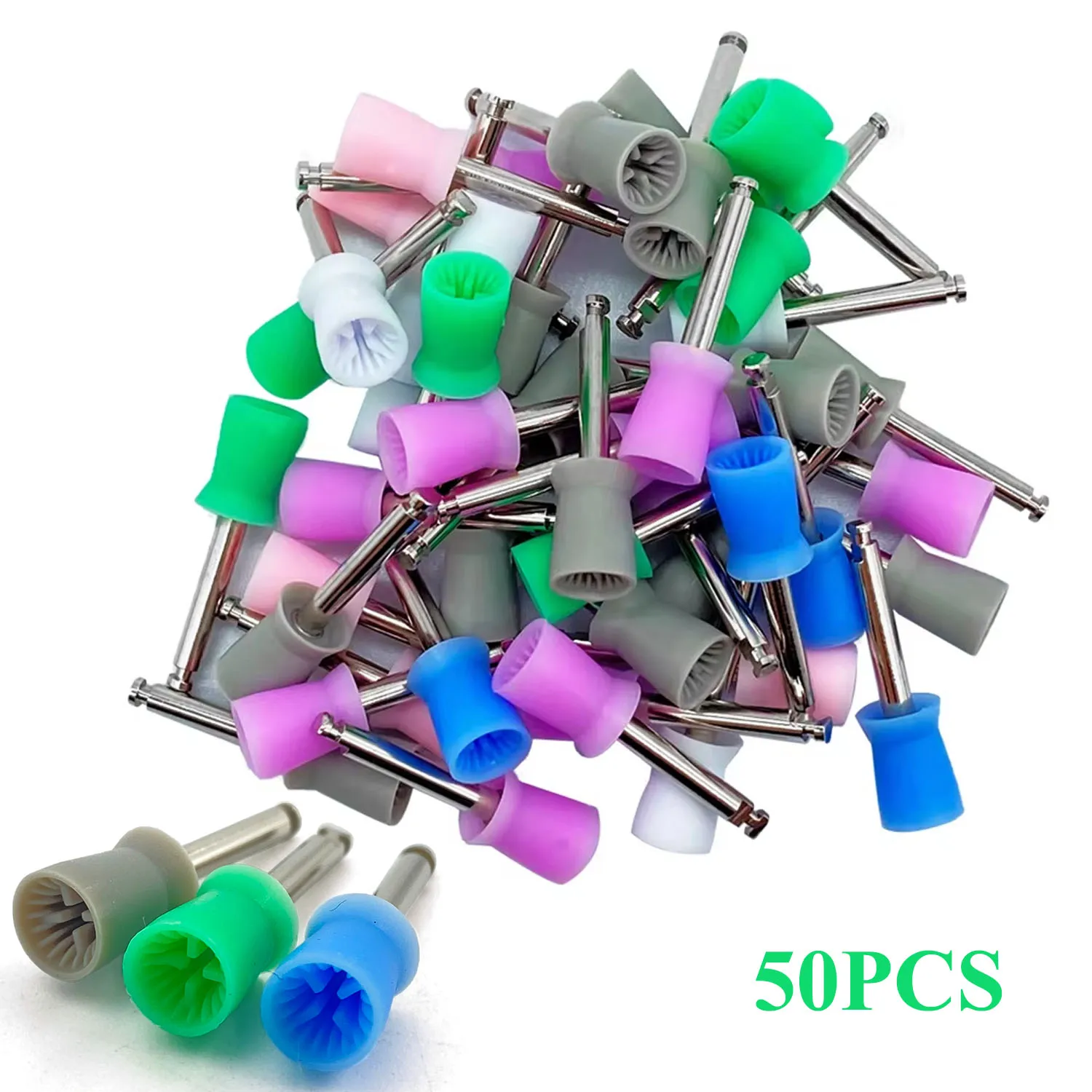 50 قطعة كوب تلميع الأسنان الملمع Prophy كوب مطاطي مزلاج ملون مزيج نمط أداة طبيب الأسنان أدوات المختبر RA عرقوب #1