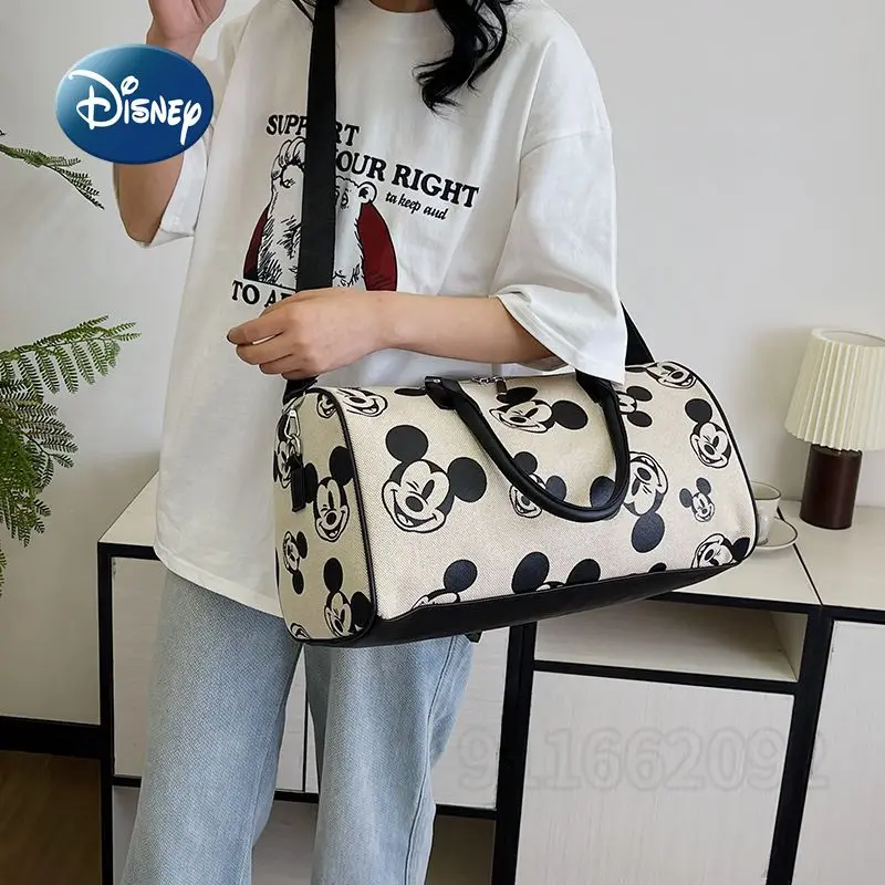 Nuevo bolso de viaje de Mickey de Disney, bolso de viaje portátil de marca de lujo a la moda para mujer, bolso de viaje tipo bandolera con un hombro