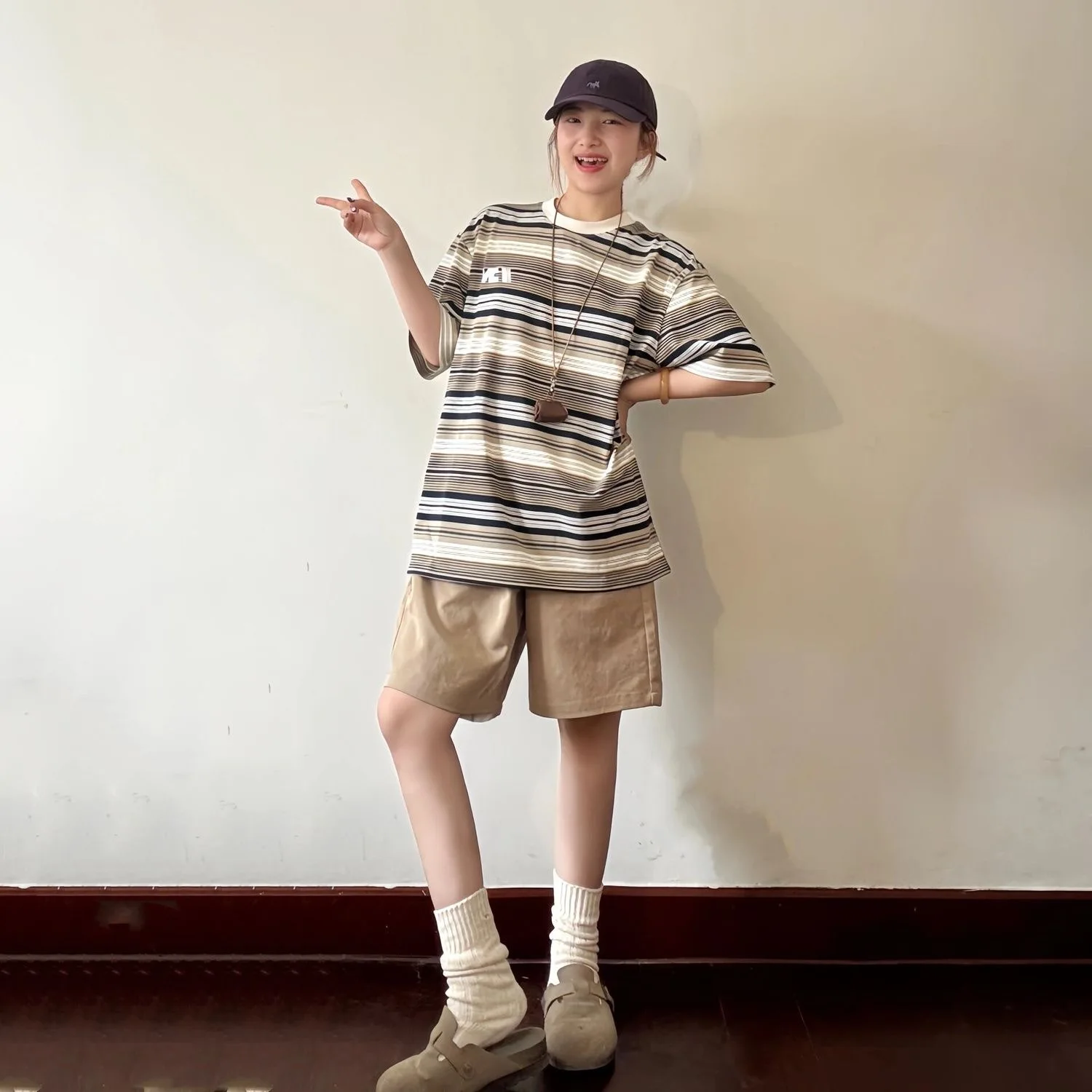 Summer Thin Khaki Color Women's Casual Work orts Loose BF Lazy Sport Slimming Five-Quarter Length High Waist Cotton Pants