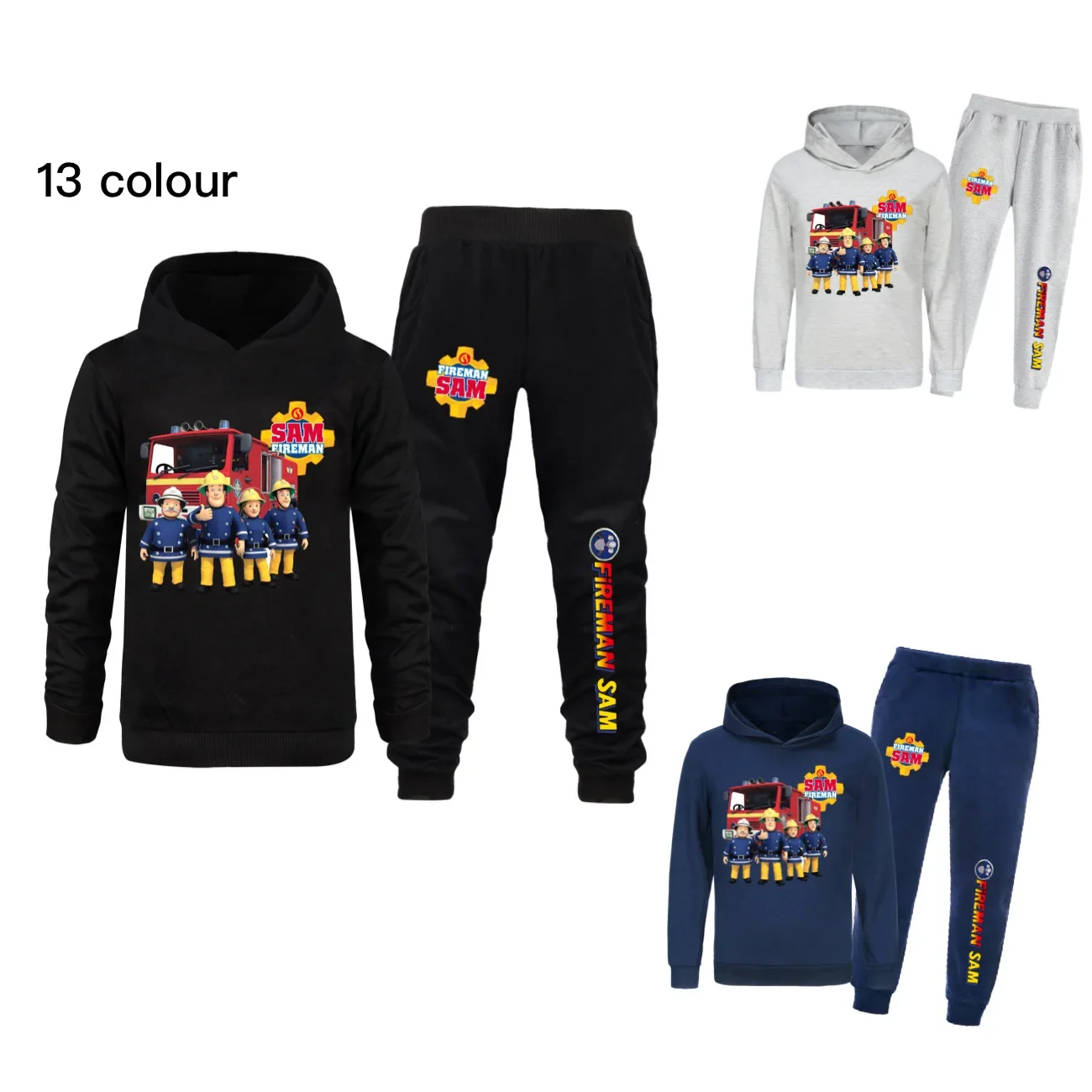 

FIREMAN SAM Clothes Kids Firefighter Sportsuit Boys Hooded Sweatshirt Long Pants 2pcs Sets Toddler Girls Outfits Children's Sets