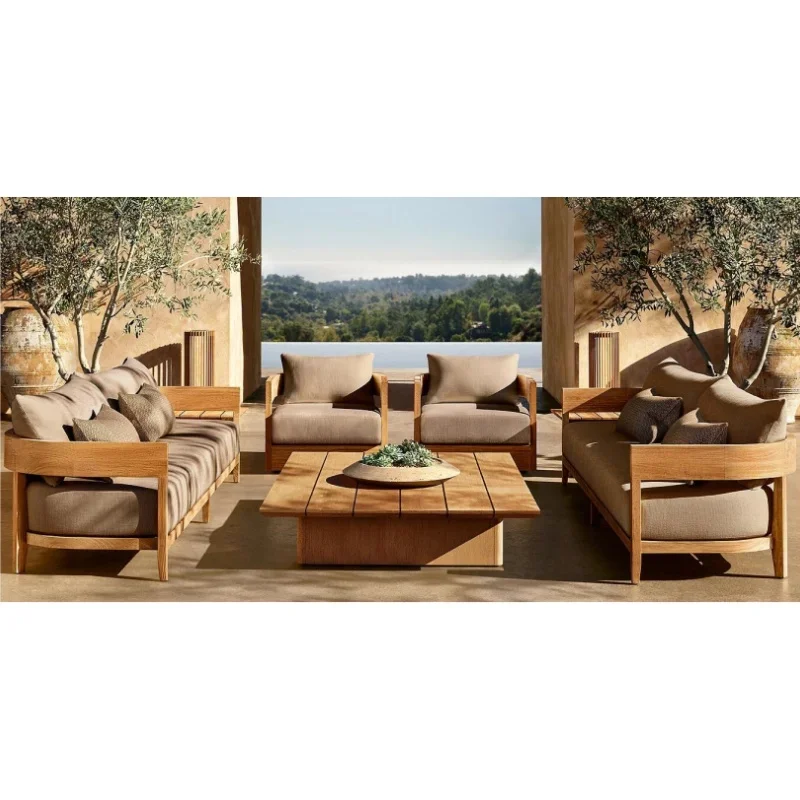 

Handcrafted Premium Wood Frame Outdoor Furniture High Quality Teak Sofa and Chair Set