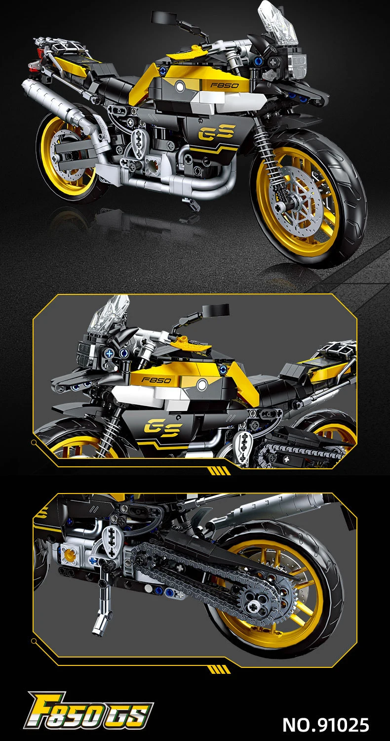 Deutschland Motorrad F-850GS Adventures Technischer Baustein Simulationsmotor-Modell Bausteine Sammlung für Jungen Geschenke – Detail 4