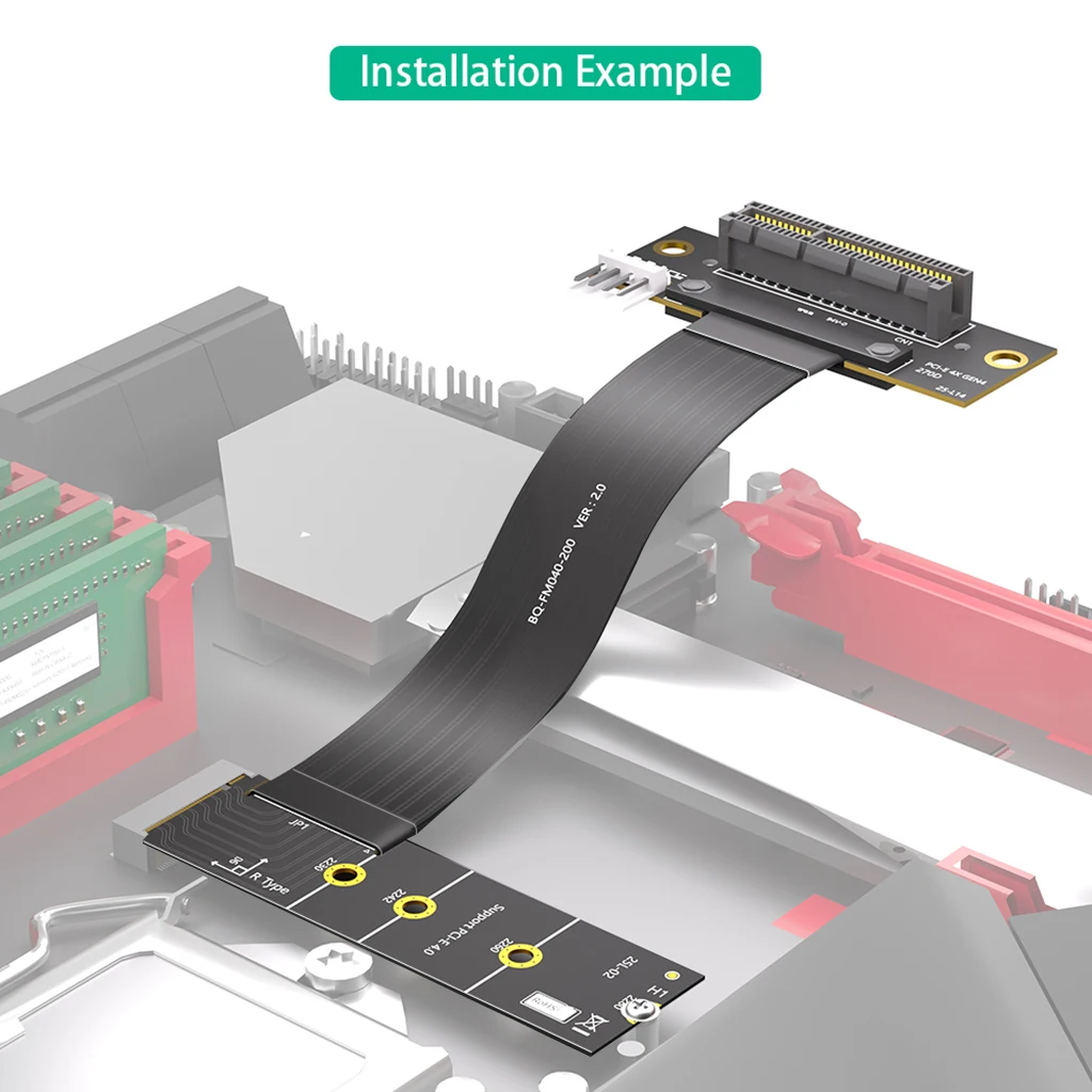 M.2-Taste M 4.0 auf PCI-e 4.0 4X 180 ° Adapterkarten-Riser-Verlängerungskabel für NVME 4.0 auf PCIE PCI Express 4X Extender – Detail 10