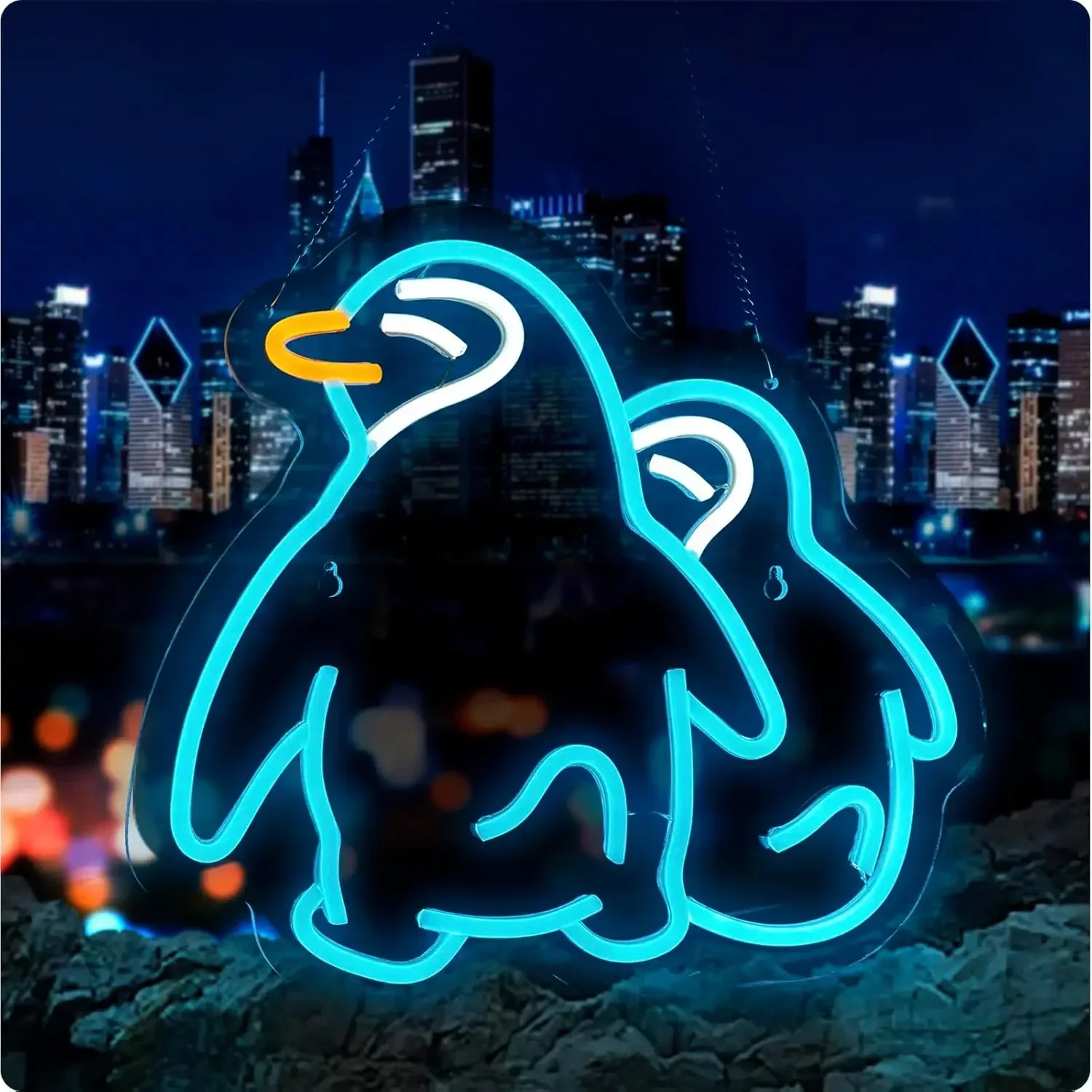 ペンギンネオンライトサイン-usb調光可能ledネオンサイン-寝室-リビングルーム-クラブ-バー-マンケーブ-パーティーギフト-壁飾り