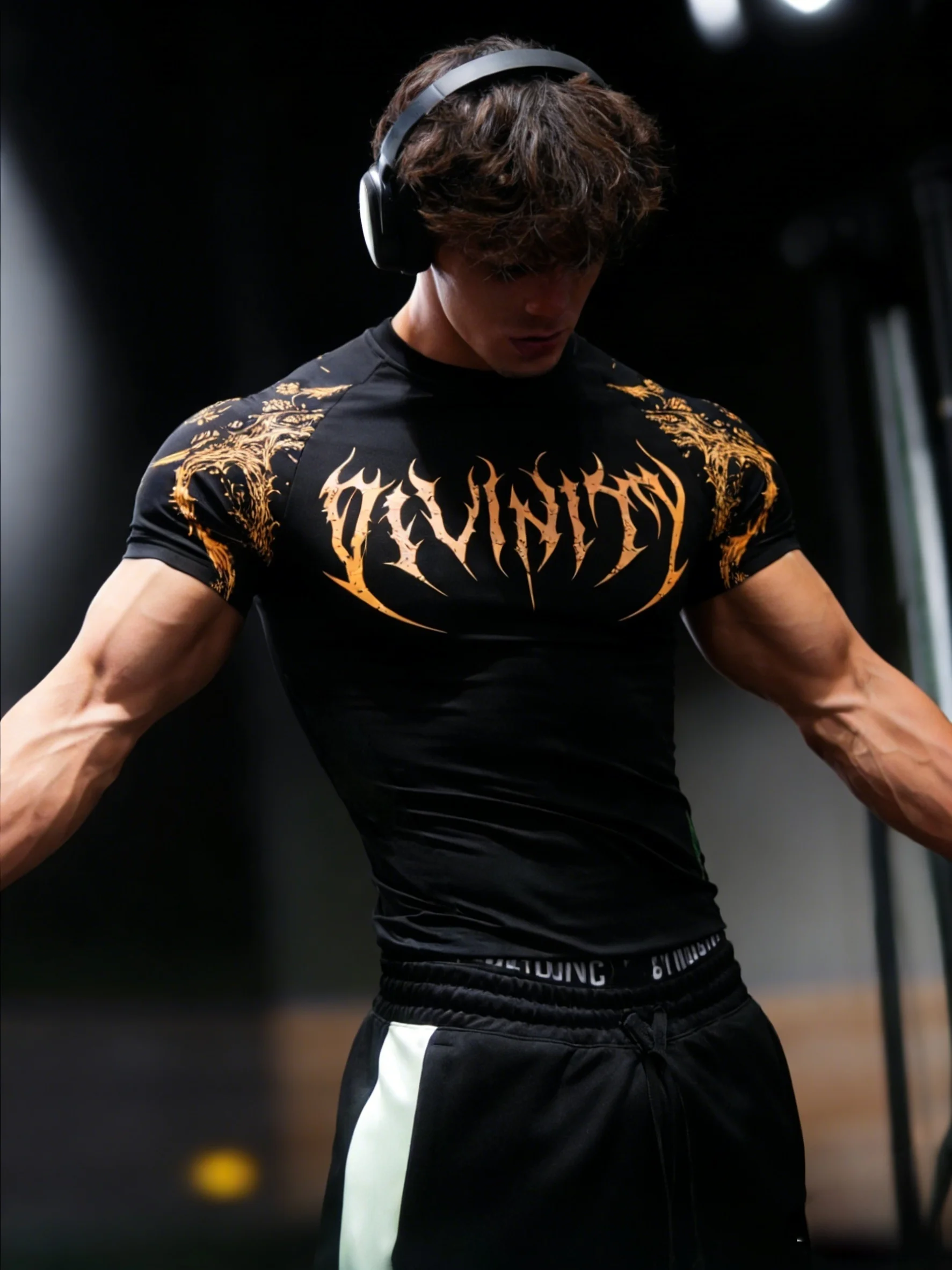 Camiseta Deportiva para Hombre, Camiseta de Compresión de Secado Rápido para Verano, Camiseta Deportiva con Estampado Gótico para Hombre