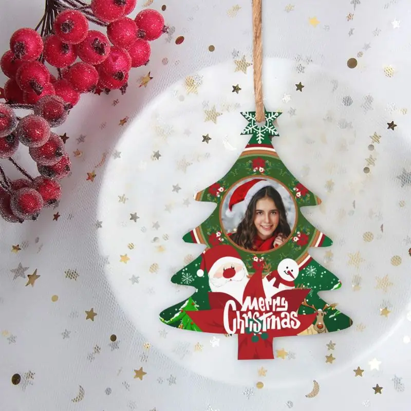 Personalized photo decorations, custom Christmas tree wooden pendants, holiday party DIY gifts, winter party decorations