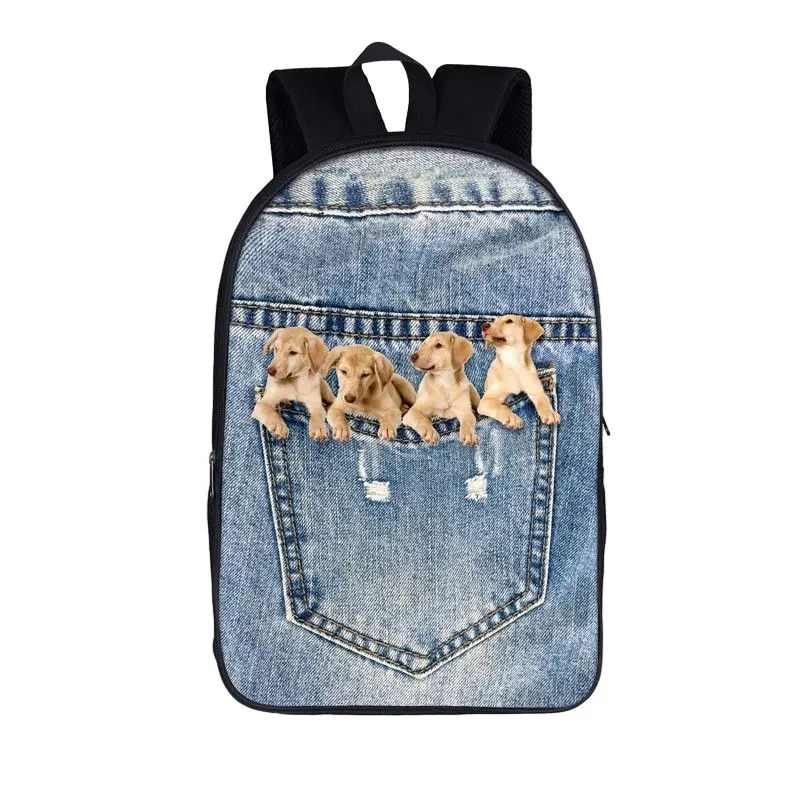 Cute Pet Dog Backpack com bolso, mochila escolar, mochila de cachorro, grande capacidade, saco de armazenamento, mochilas para menino e menina, mochila de viagem