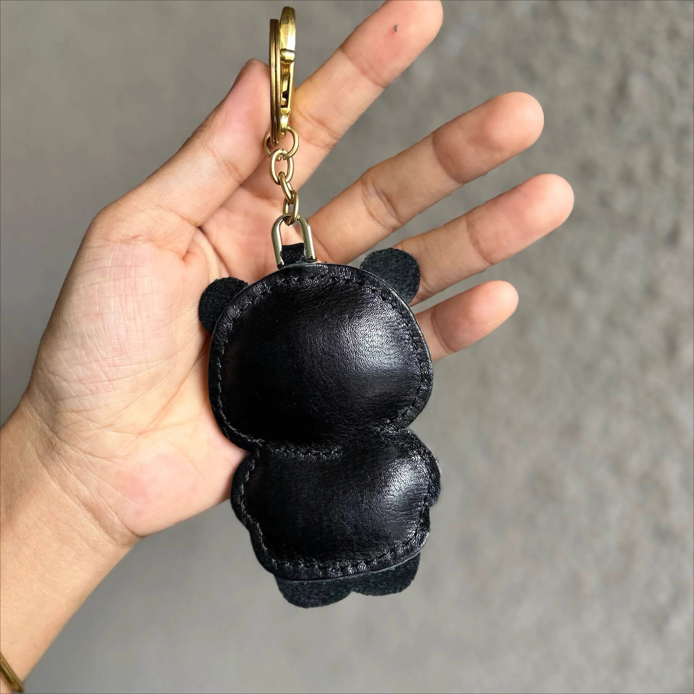 Genuine leather red panda bag pendant car key chain accessories cute panda cartoon exquisite school bag vintage pendant