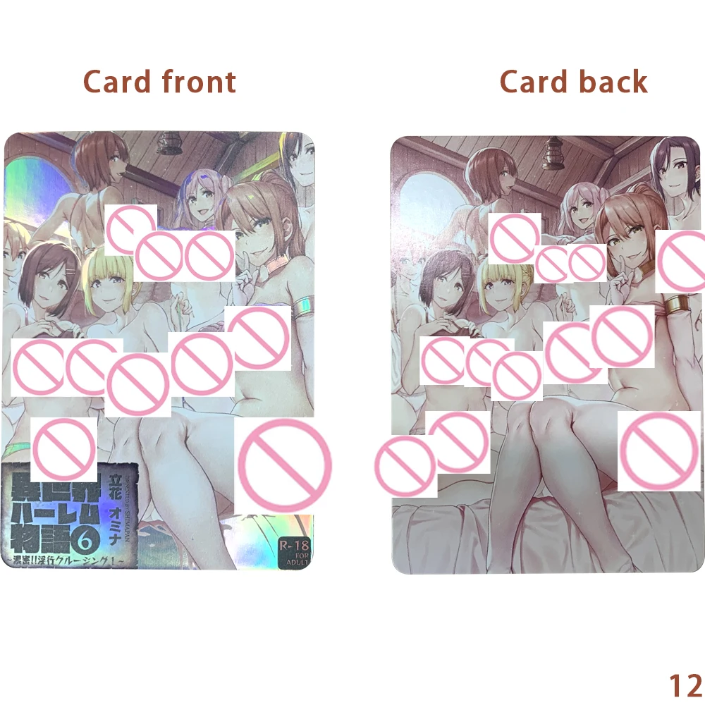 Anime Sexy Naked Pure Girl Collection Card Refractive Color Flash Busty Beauty Nude Card Japanese Cartoon Flashy Designs Gifts