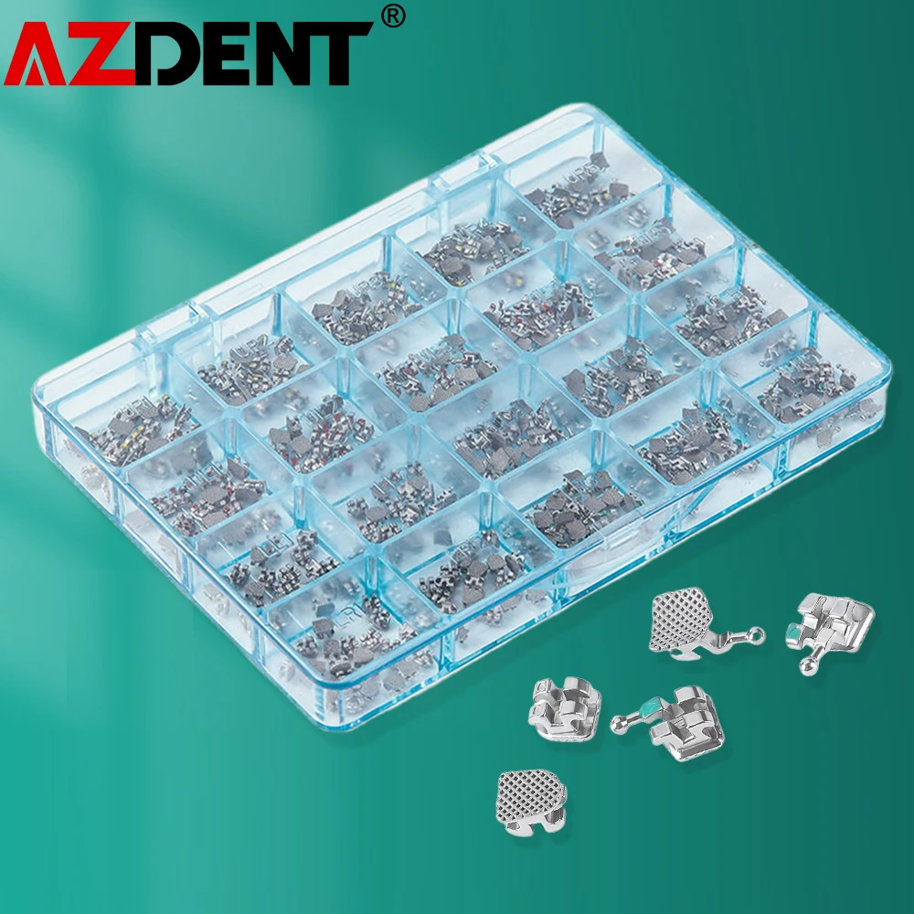 20 Sets DENTAL Orthodontic Brackets MIM Monoblock Dentistry Ortho Braces Metal Material Mini Roth.022/MBT.018 Hooks 345