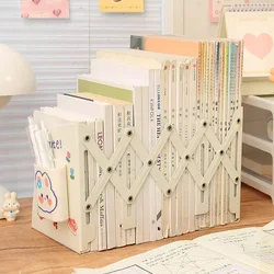 Desktop Bookshelf Iron Thickened Telescopic Book Stand with Pen Holder Bookshelf Student Desktop Fixed Storage Book Stand