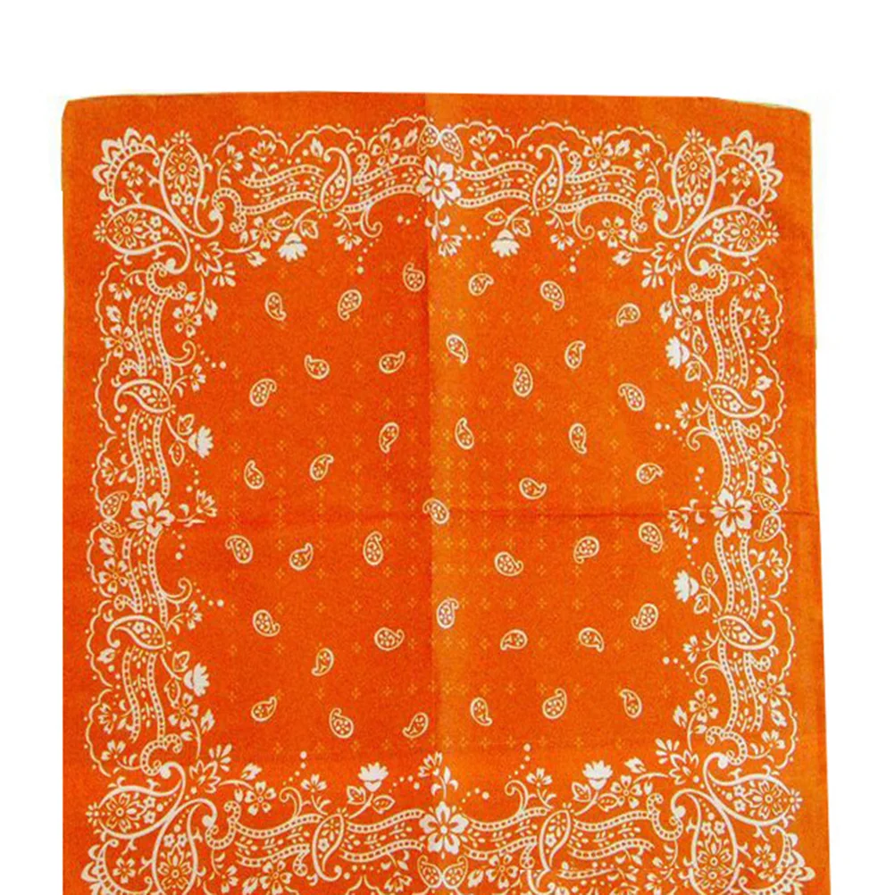 Women Small Square Satin Mocketer Flower Printed Hankerchief Silk Polyester Cashew Printing Kerchief (Random Color)