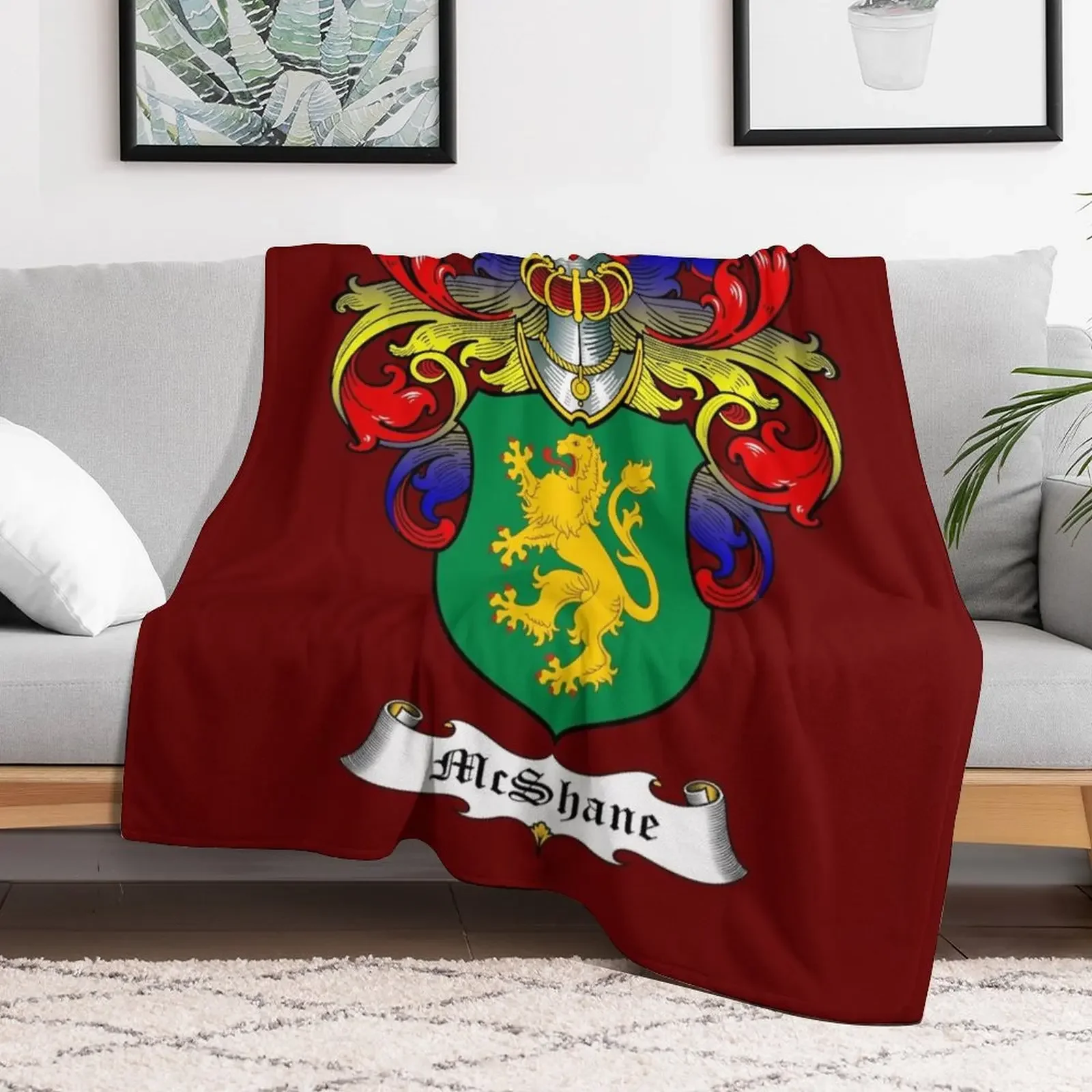 McSHANE FAMILY CREST Throw Blanket Loose Soft Plush Plaid sofa bed Blankets