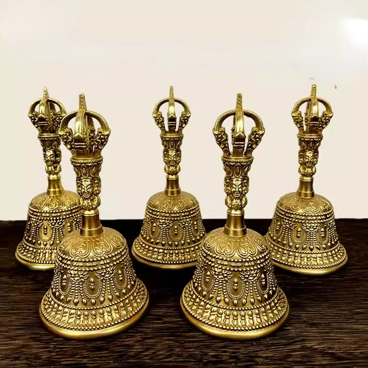 Nepal Bell Brass Bells Tibetan Buddhist Specialized Tools Temple Supplies Five Shares Diamond Pestle Decorations 1pc