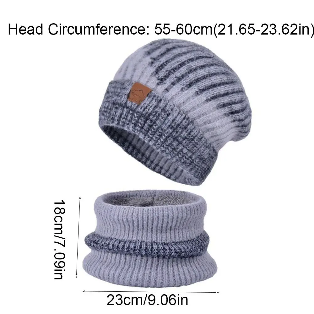 Weiches Winter-Beanie-Mütze-Schal-Set, stilvolles Design, verdickte Thermo-Strickmütze, mit Fleece gefüttert, thermischer Schutz, warme Wollmütze, Skifahren
