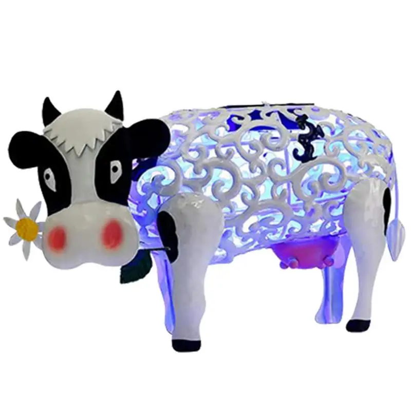 

LED Solar Light Resin Daisy Cow Craft Animal Color Changing Outdoor Solar Lamp Stakes Home Courtyard Decoration For Patio Yard