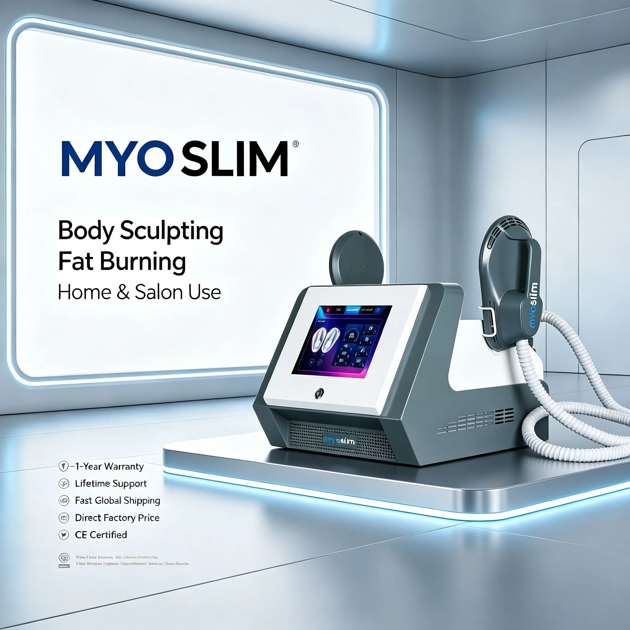 Myoslim 6500W EMS Muscle Stimulators Massager 2 Handles RF Fat Burning Sculpting Machine Lose Weight Beauty Devices For Body