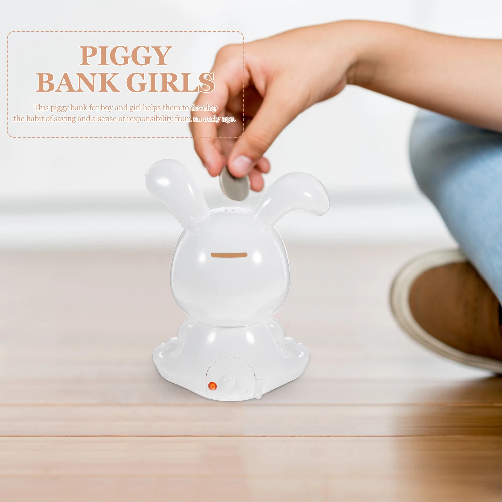 

Cute Bunny Piggy Bank for Girls Kids Cartoon Rabbit Coin Container Lovely Decorative Money Jar Unique Savings Box