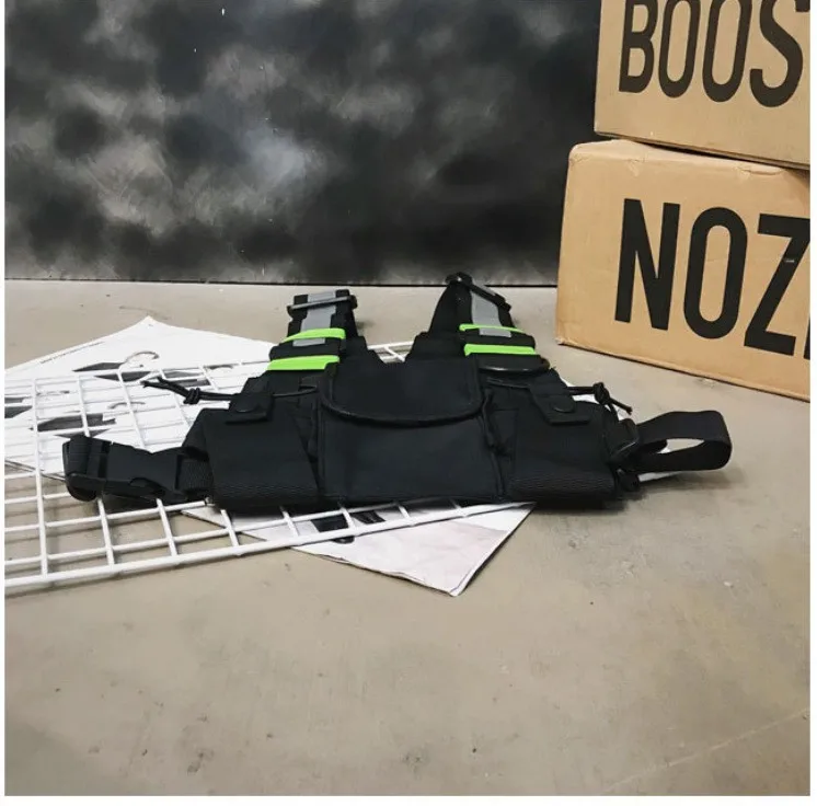 Functional Tactical Chest Bag For Men Fashion Bullet Hip Hop Vest Streetwear Bag Waist Pack Unisex Black Chest Rig Bag