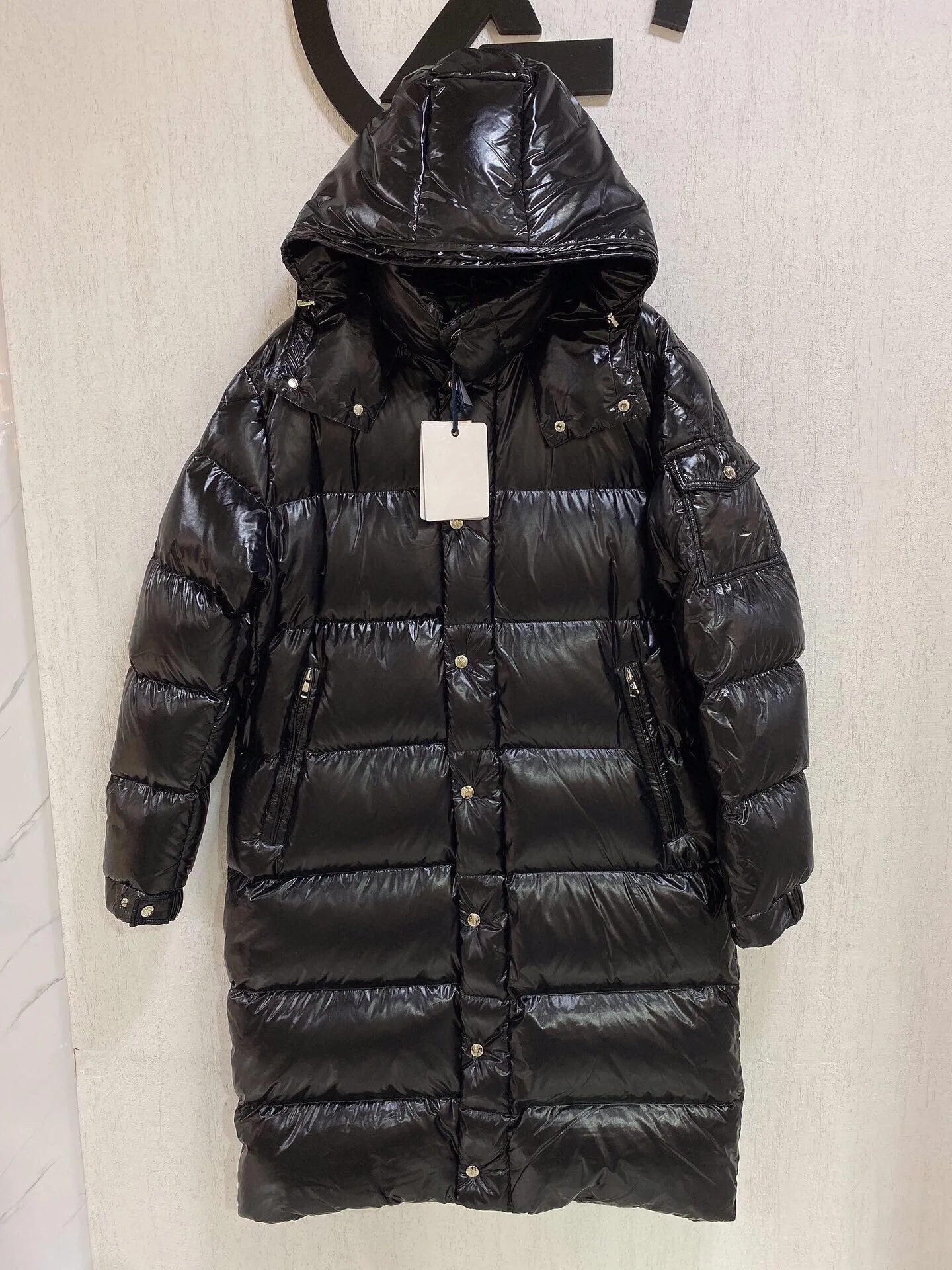 

Women's Clothing High quality zipper pocket hooded warm mid-length down jacket Winter New