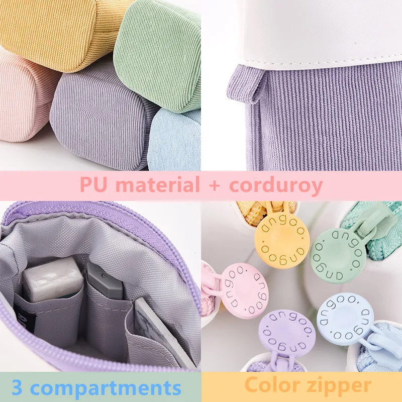 Creative Retractable pencil case school stationery Storage bag Kawaii Solid color Pen case cute pen holder gifts for kid pen bag