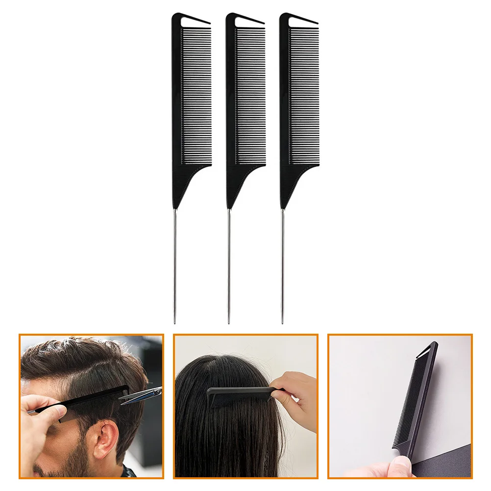 

1 set Hair Styling Combs Set Rat Tail Comb Durable Plastic Black Color Perfect for Salon Hairdressing Clips Sectioning Duckbill