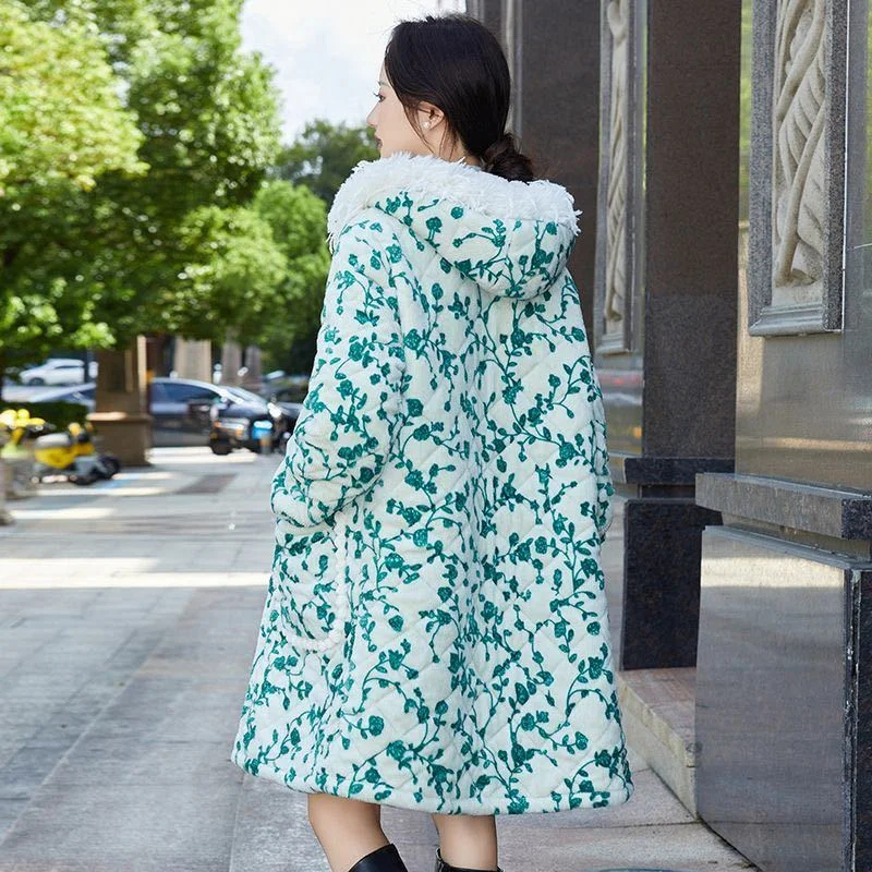 جديد سميكة القطن معطف القطن Homewear النساء متوسطة طول إضافة المخملية مقنعين معطف القطن موضة يندبروف ملابس خارجية دافئة