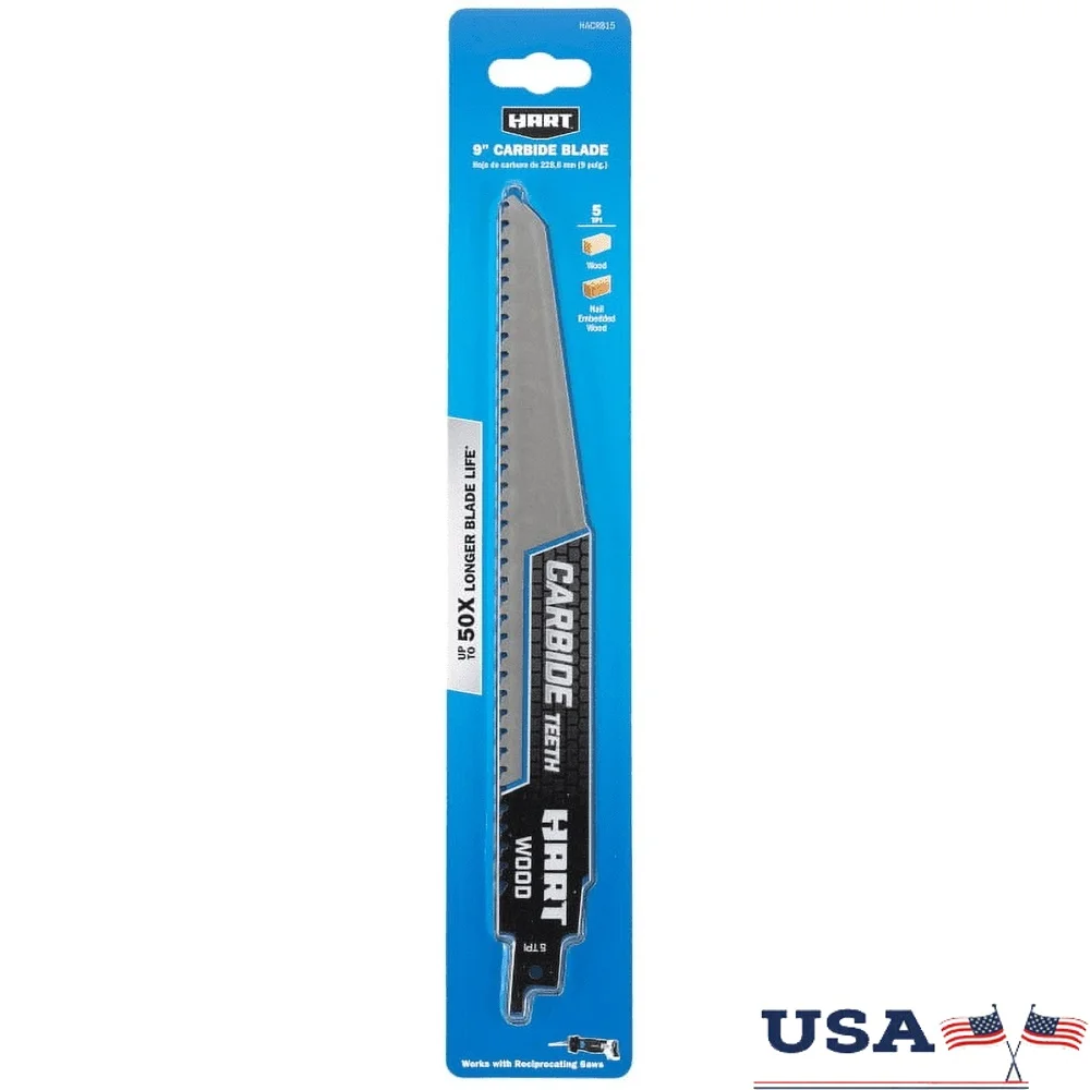 شفرة منشار ترددية من الكربيد مقاس 9 بوصة، 5 قطع خشب TPI متينة وعمر طويل، أظافر خشبية متوافقة مع جميع الترددية