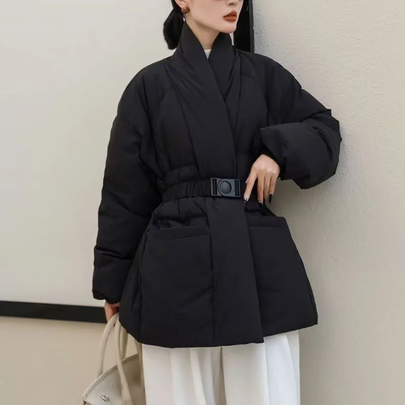 Frauen Parker 2025, Neue Mode, Hohe Qualität, Warme Winter Weiße Ente Unten Frauen Unten Jacke Einfarbig Gürtel Frauen Unten Jacke H603