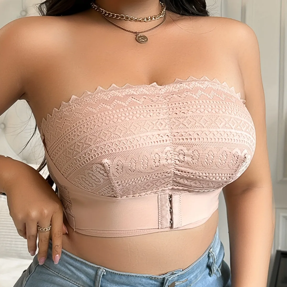 

Sexy Front Clasp Push-Up Lace Bra for Women Wireless Padded Underwear with Enhancing Coverage Comfortable Brassiere