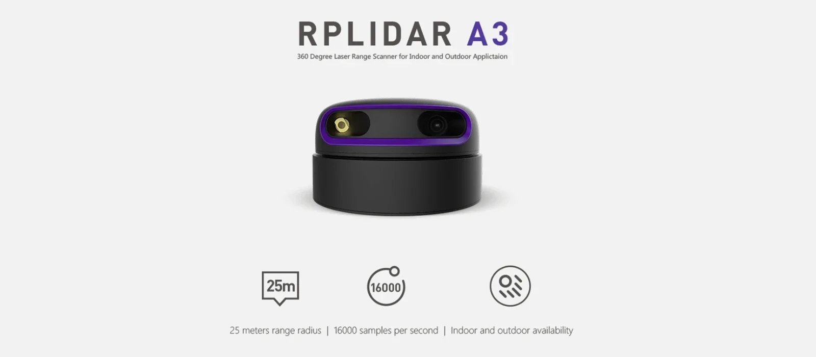 Rplidar A3 HD de alta definição 360 graus 25m de alcance Lidar Scanner