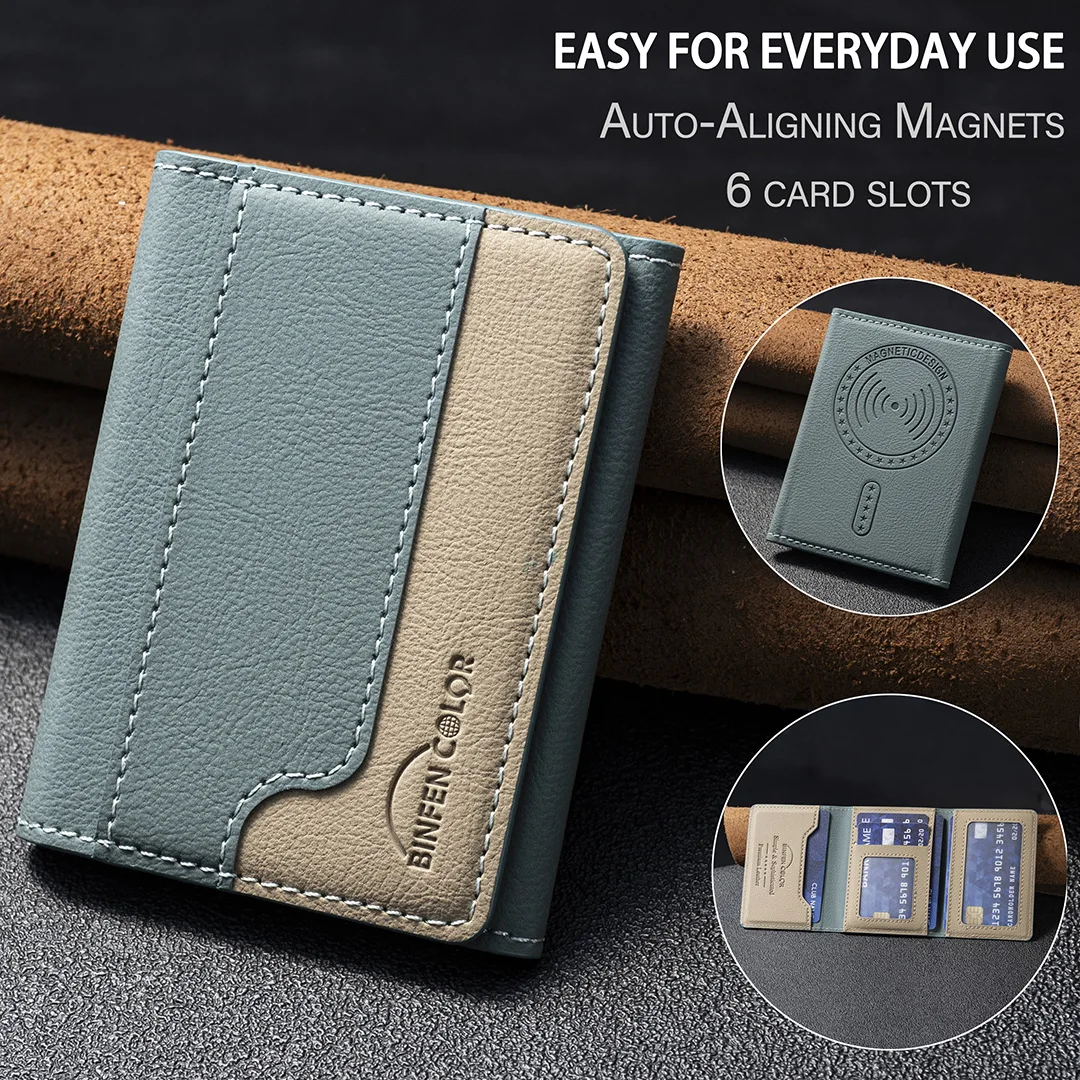Geeignet für iPhone 16 Dreifach Faltbare Magnetische Brieftasche Kartenhalter, Magnetische Brieftasche mit Rückseitiger Saugnapf-Halterung Universelle Handy-Kartentasche – Detail 14