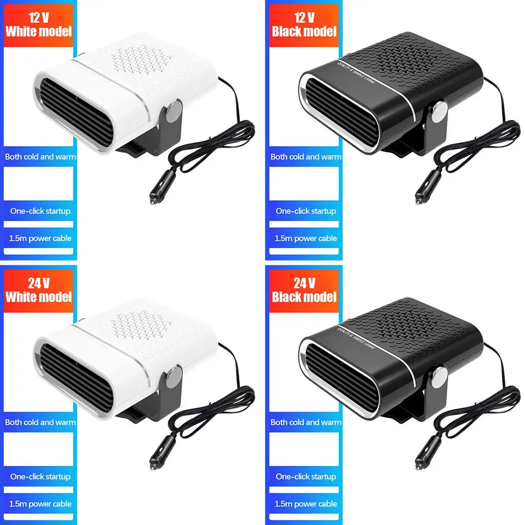 Car r with Modes Fast Heating 360 Degree Rotary Base Windshield Defroster Winter/Cold Weather Anti-Fog Dryer 150W