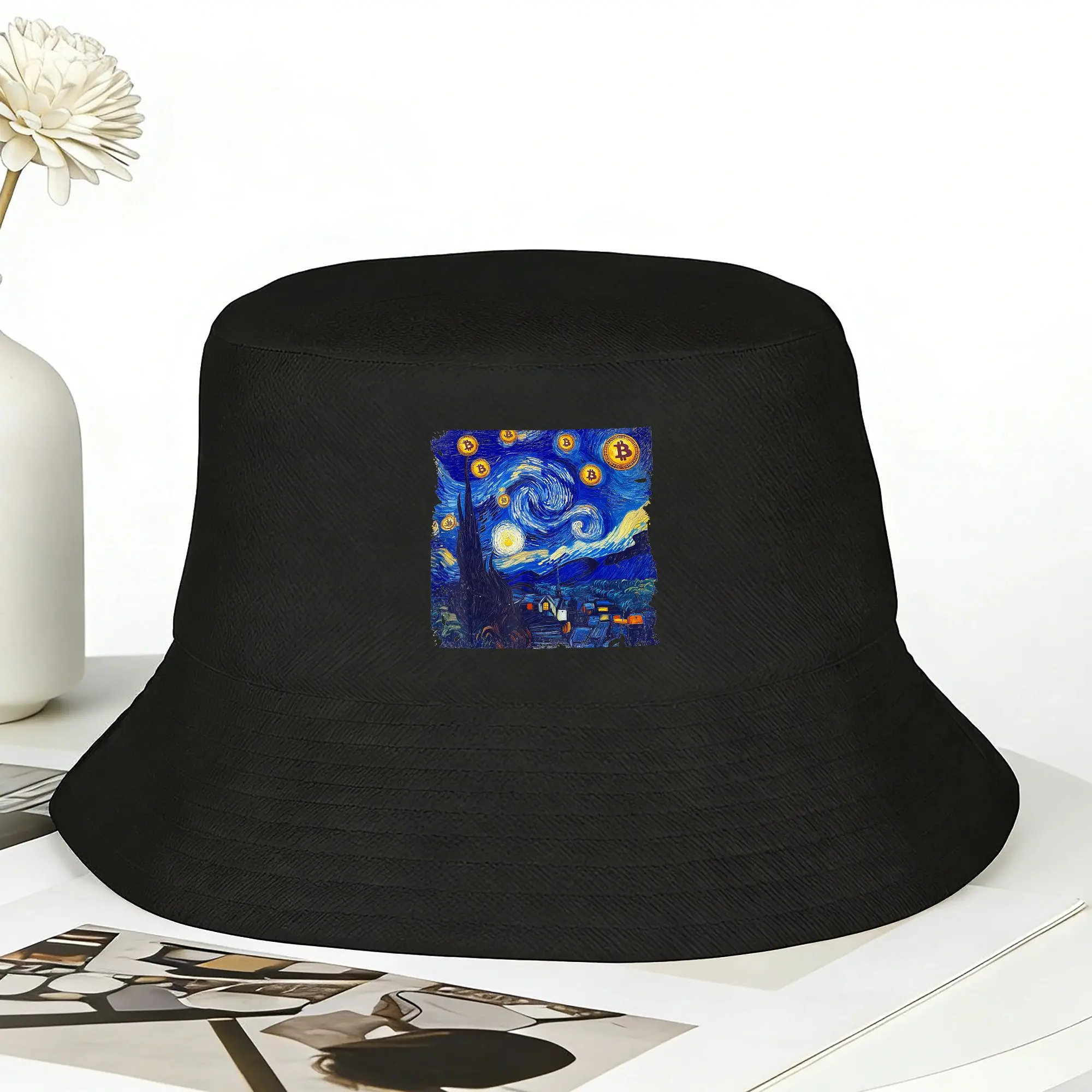 Bitcoin Crypto Bucket Hat  Outdoor Fisherman Caps Personality Vacation Visor Hats For Men Women Fashion Graphic Cap