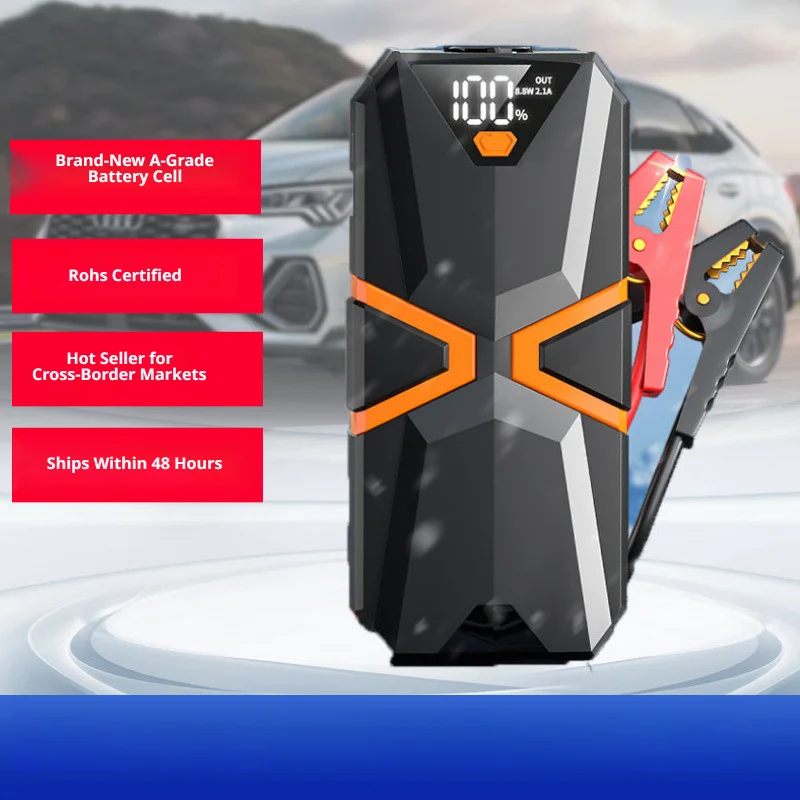 1000A Car Jump Starter with Air Compressor, Digital Tire Inflator, Emergency Power Bank & LED Flashlight, Portable for Vehicle