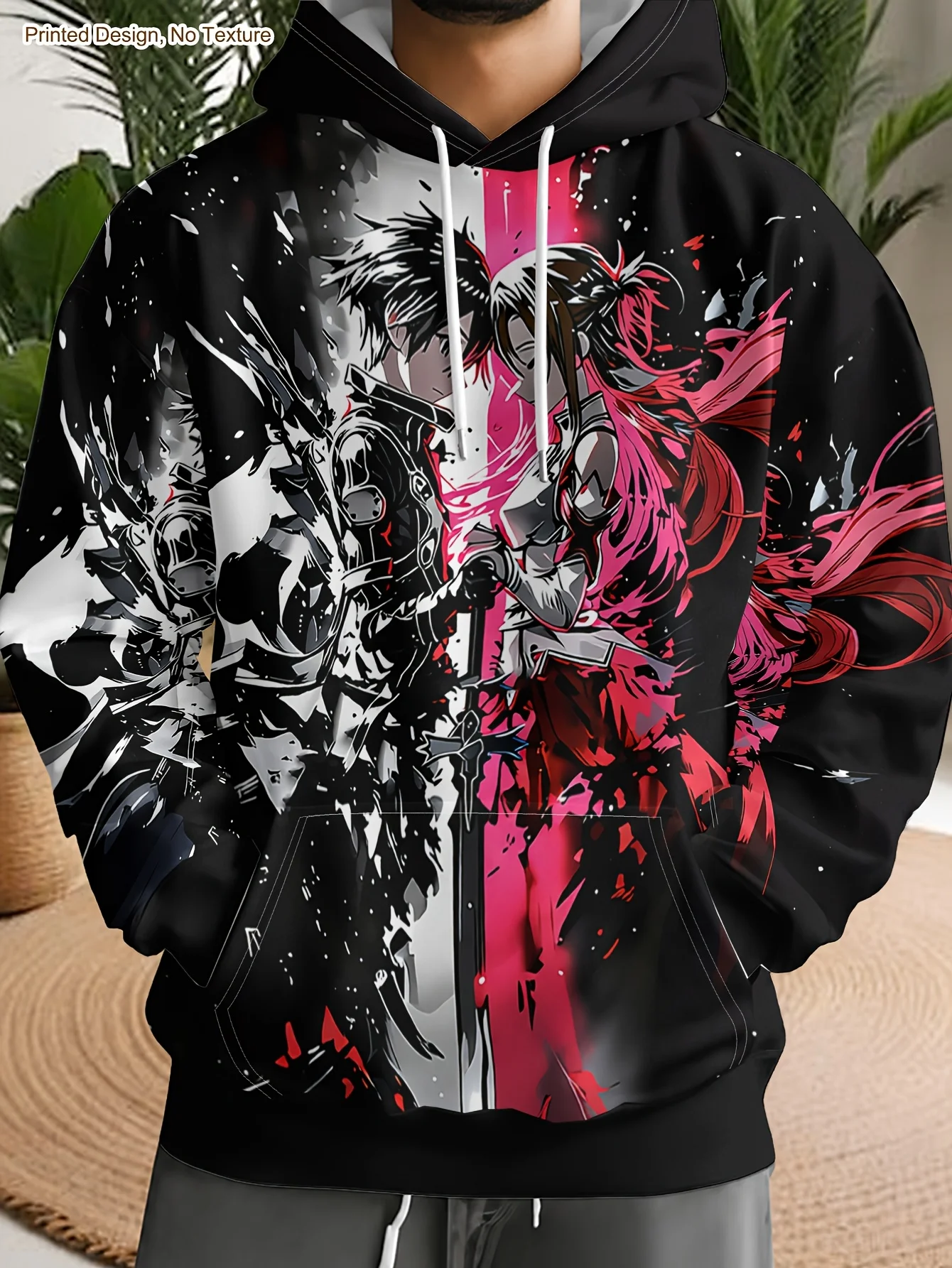 New model: men’s hooded long-sleeve loose-fitting casual printed basic sweatshirt. Perfect for young people in spring, summer, a