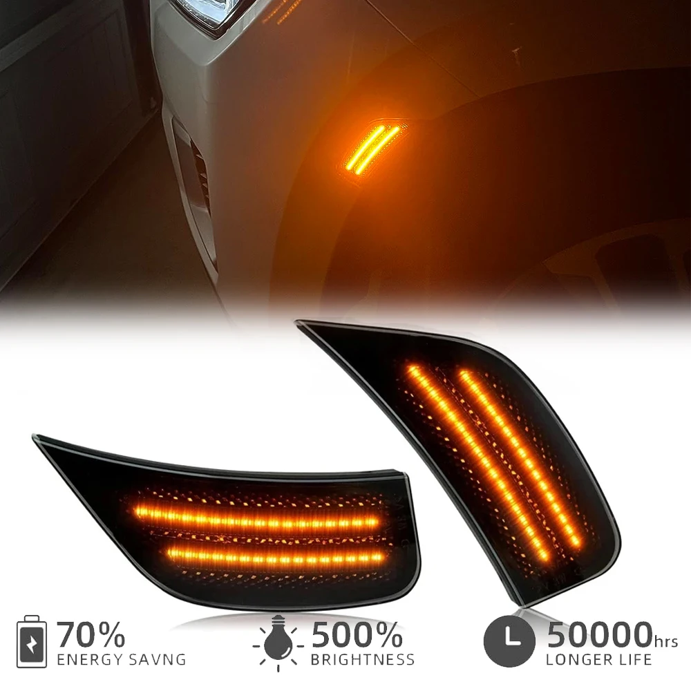 2Pcs Smoked Lens LED Front Fender Side Marker Light for Cadillac Escalade ESV GMC Yukon XL Denali Chevrolet Suburban Tahoe