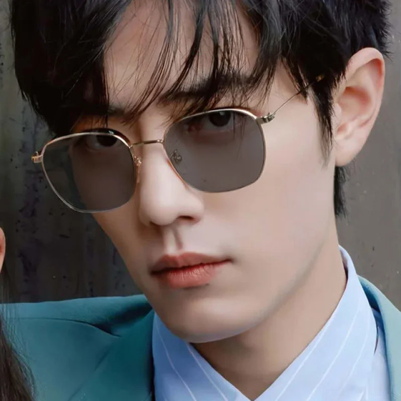 Xiao Zhan Same Style as Jiang Shuying Glasses Small Face Discoloration Myopia Square Frame Glasses Frame Internet Celebrity UV P