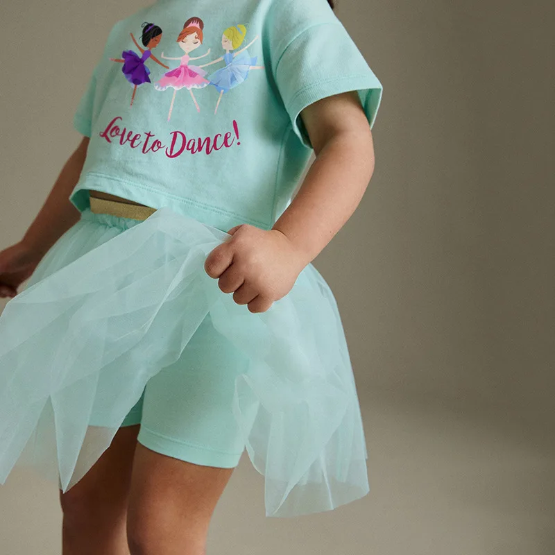 

Children's Clothing Direct Supply2025New Summer Girls Cartoon Outfit Hot Sale Cute Children's Tulle Dress Set