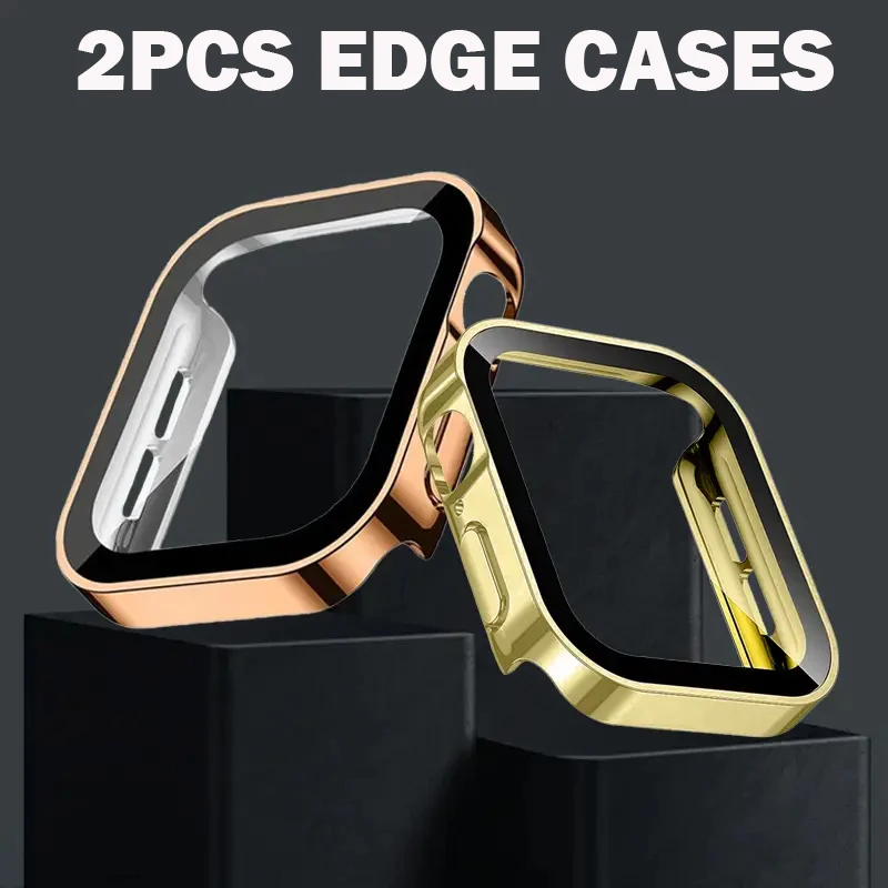 2 Stück wasserdichte Hülle für Apple Watch 7 8 9 45 mm 41 mm-44-40 mm Stoßstangen-Displayschutzfolie 2 PACK Kantenabdeckung iWatch 5 SE 6 Zubehör
