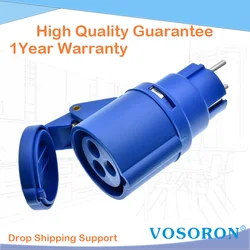 IP44 16A RV Plug Adapter IEC309 316P6 to Schuko CEE7/3 Power Cord Generator Cable Adapter for RV Camper Travel Trailer Marine