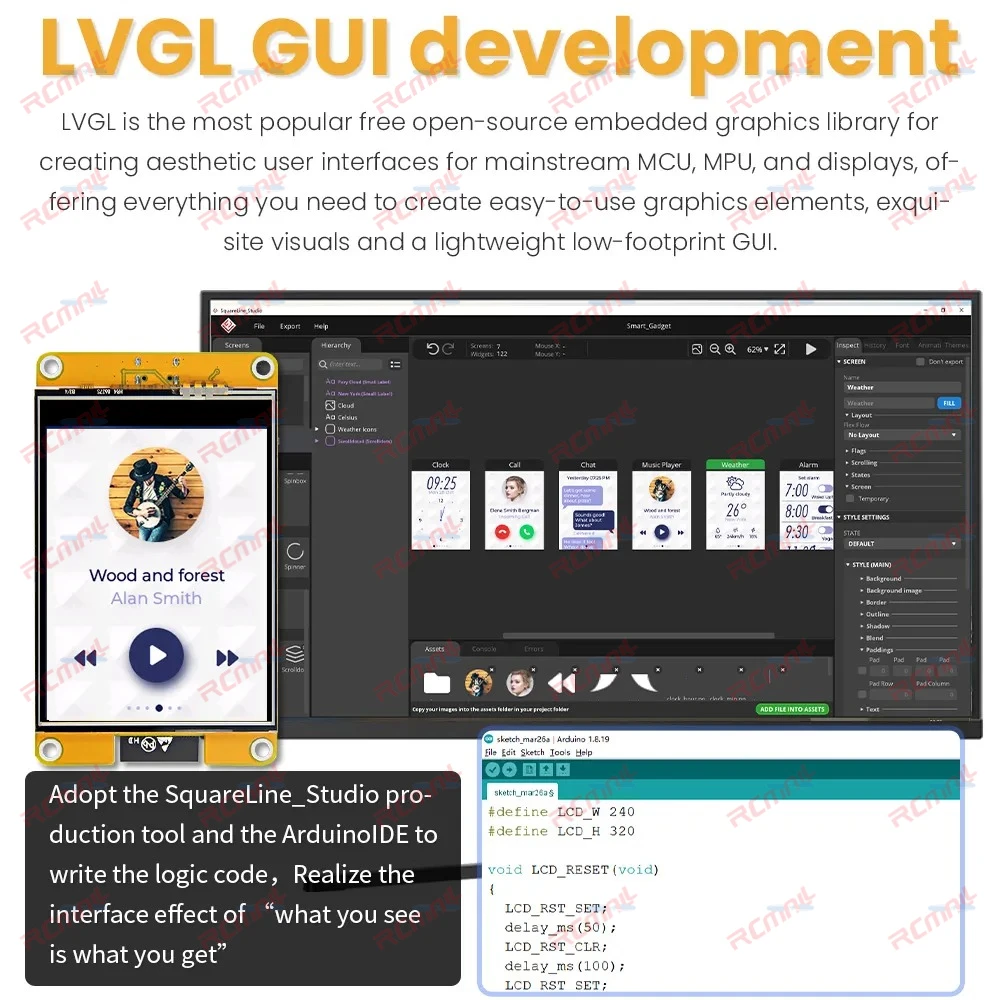 ESP32 مجلس التنمية WiFi + BT الذكية TFT وحدة عرض إل سي دي 2.8 "3.2" 3.5 "4.0" 4.3 "5.0" 7.0 "شاشة لاردوينو HMI LVGL GUI