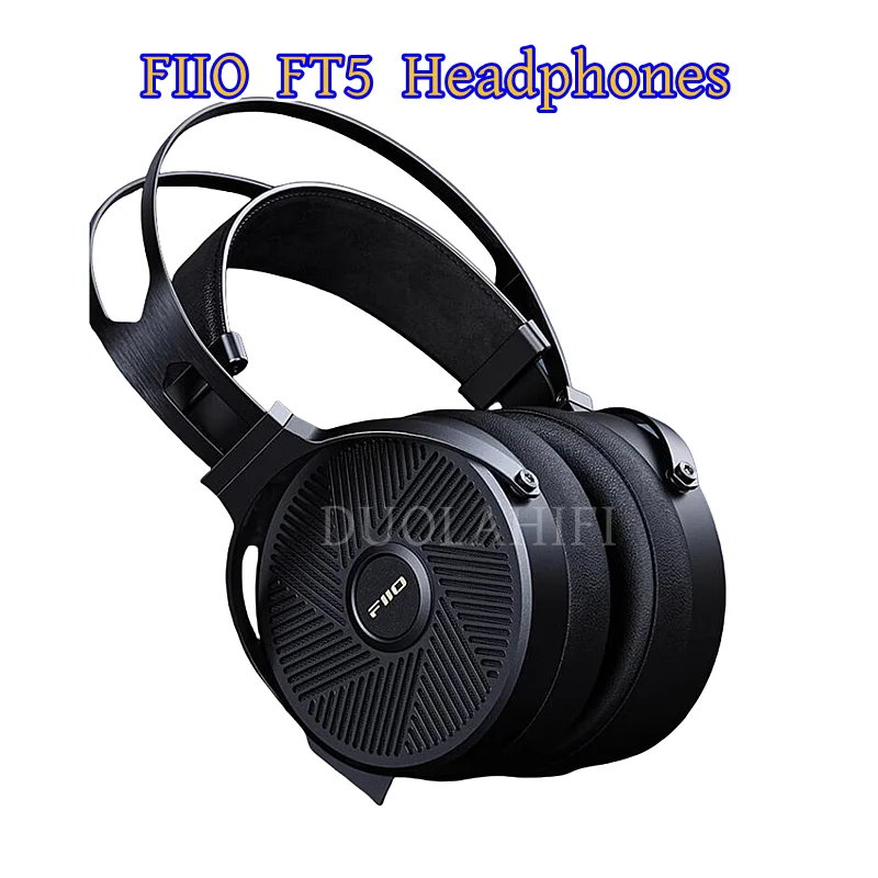 FiiO FT5 90mm Open-Black Planar Magnetic Headphones Hi-Res Audio High Sensitivity for Audiophiles Studio Great-Sounding 4 Plug